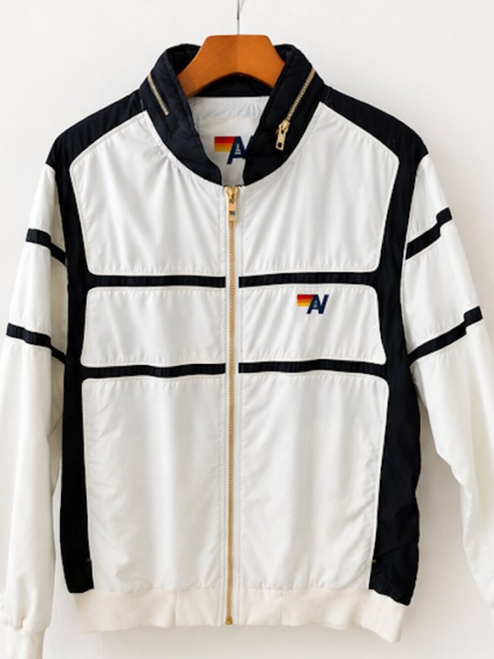 Aviator Nation Racer Jacket White Black Men's L